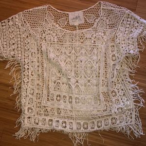Anthropologie fringe overlay top!